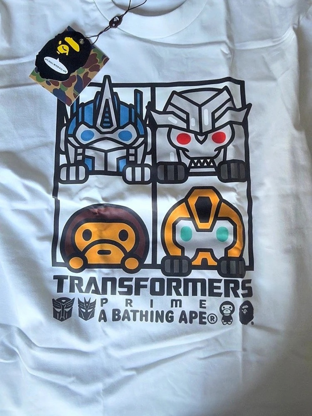A Bathing Ape Transformers Graphic Tee White Size Small NWT